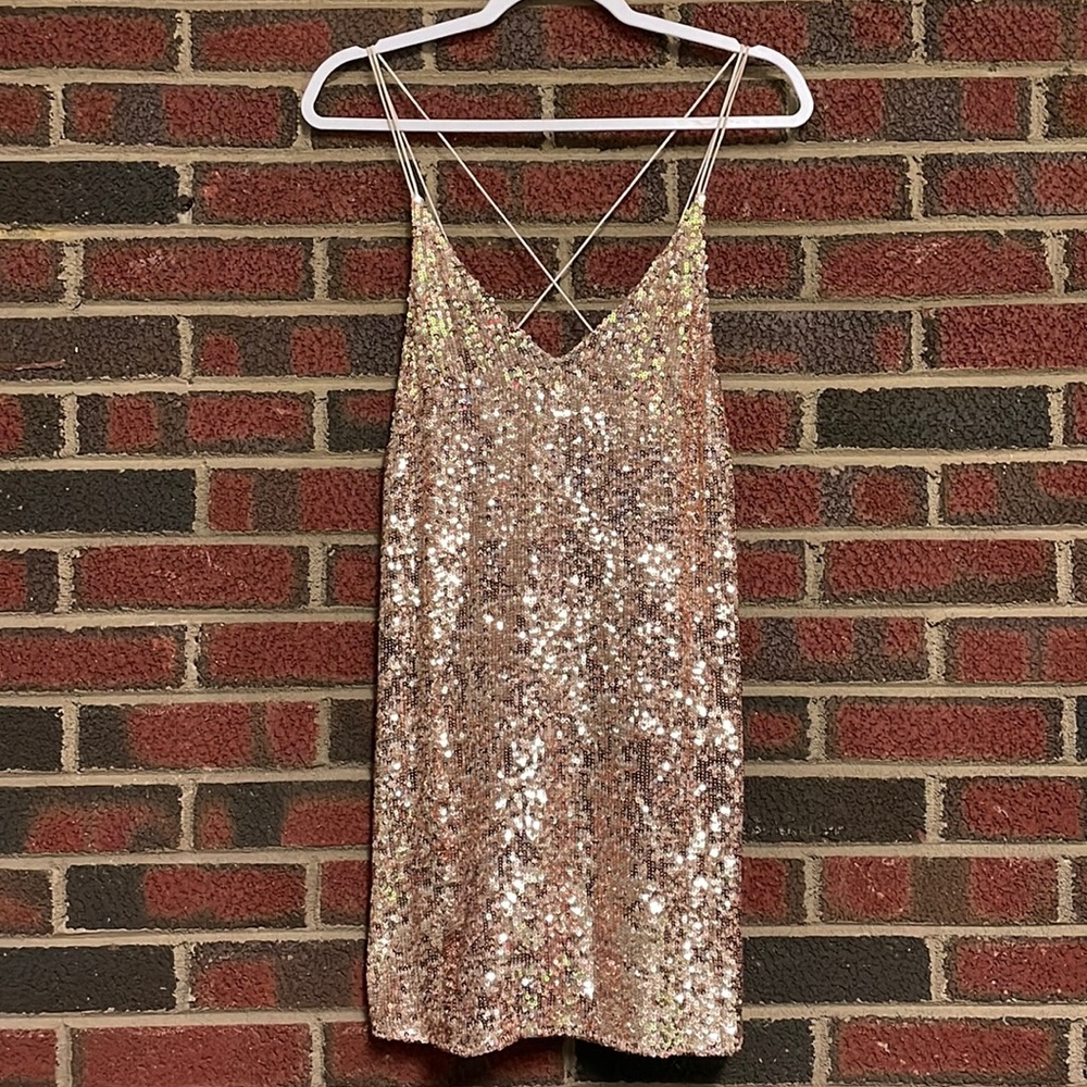Free People Sequins Mini Dress Tunic Top Women’s Small ?
